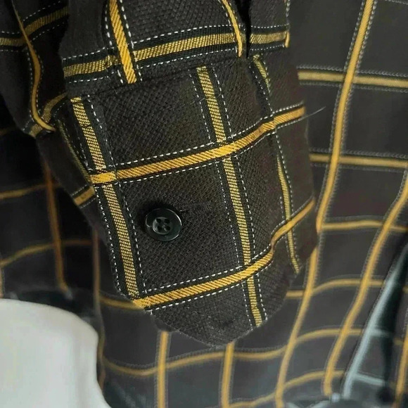 NWT A2Z New York Mens Shirt Medium Reversible Blue Yellow Checkered Button Down - Picture 6 of 13